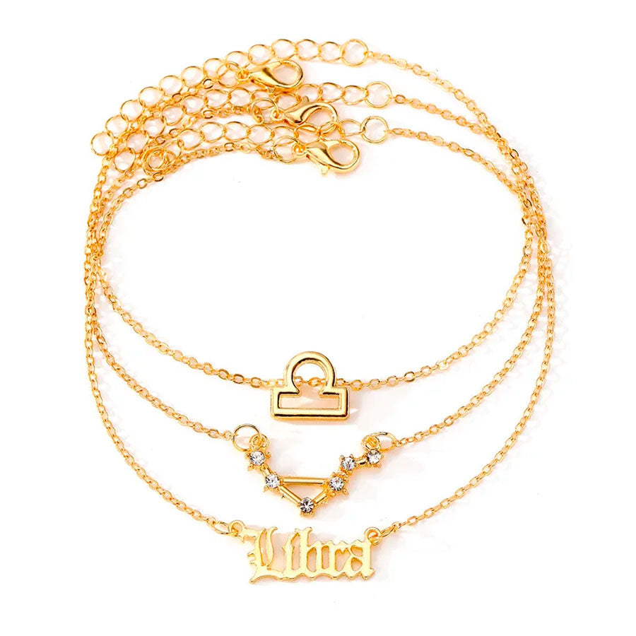 Tobillera Tres Cadenas Doradas del Horóscopo